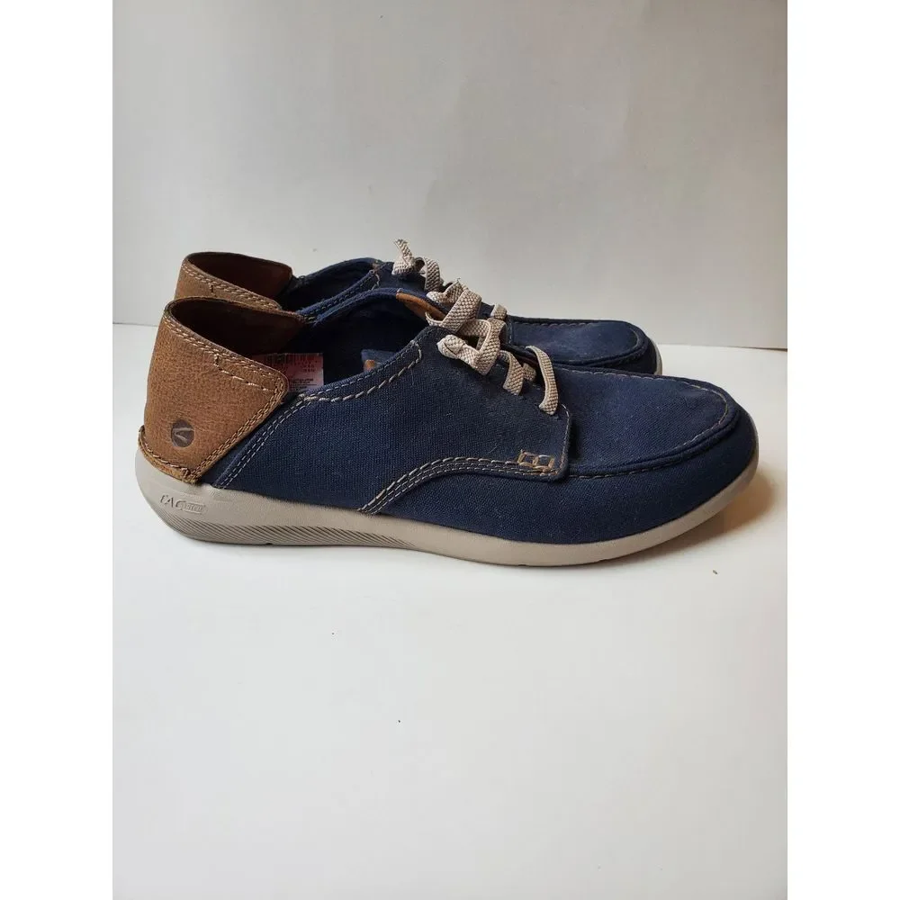 Clarks Men's Size‎ 9 Gorwin Lace Textile Shoes. Oxford Navy Blue Color.